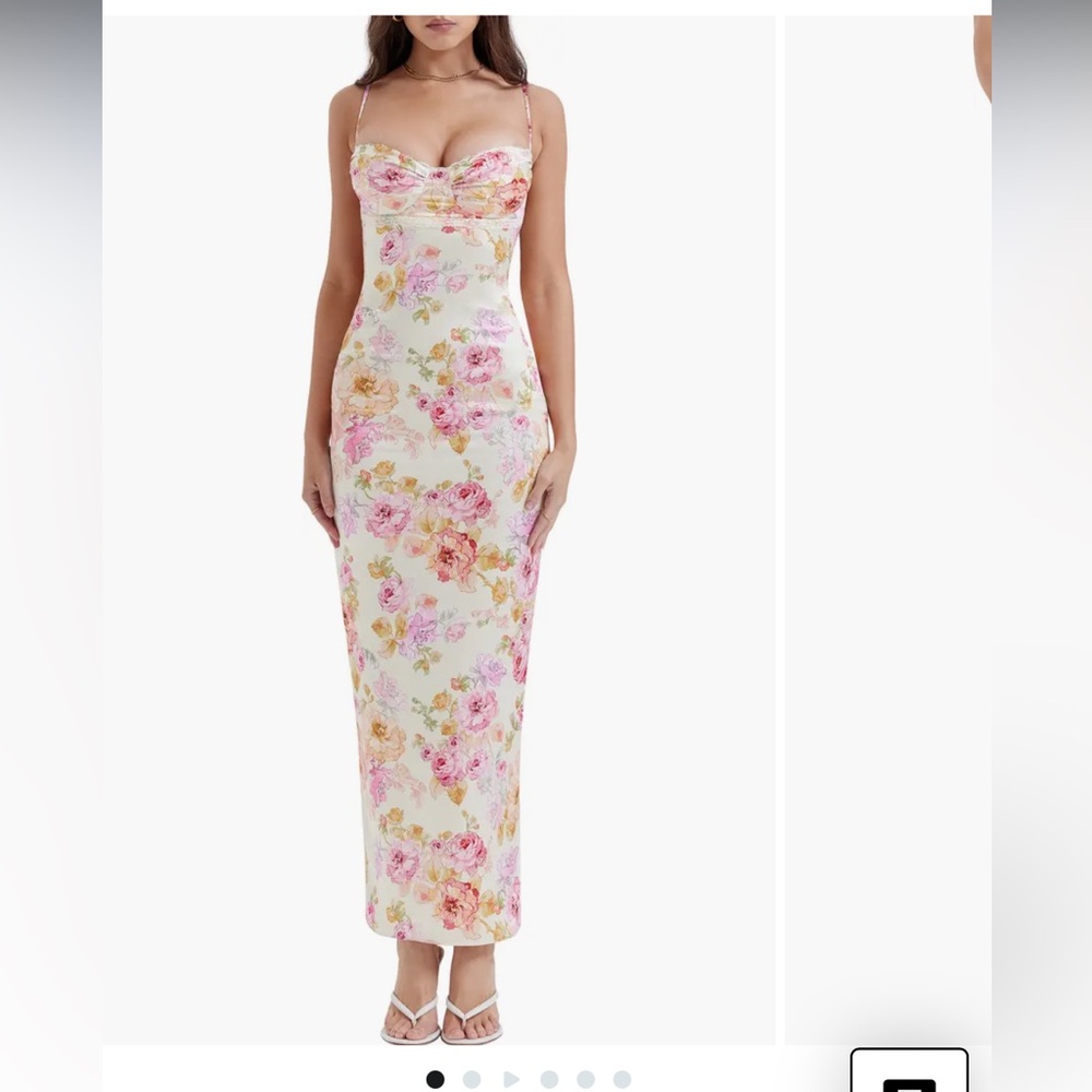 Josefina Floral Bustier Bodice Stretch Satin Body-Con Dress